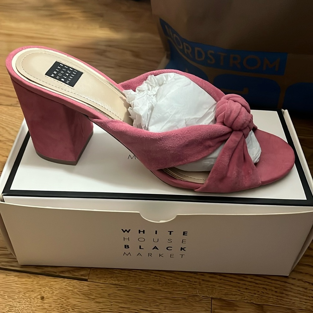 White House Black Market Callie pink suede mule size 9.5
